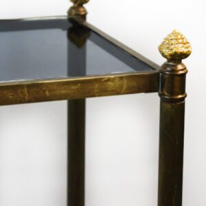 COnsole table glass top on reflection mirrors grey